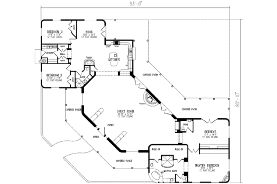 Floor Plan - Main Floor for Adobe / Southwestern House Plan #1-872 - 3 bed, 2.5 bath