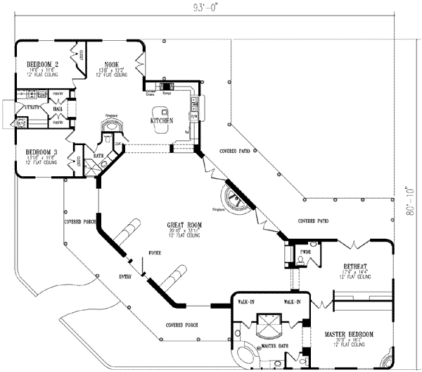 Architectural House Design - Adobe / Southwestern Floor Plan - Main Floor Plan #1-872