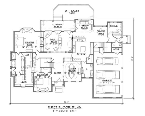 Architectural House Design - Traditional Floor Plan - Main Floor Plan #1054-83