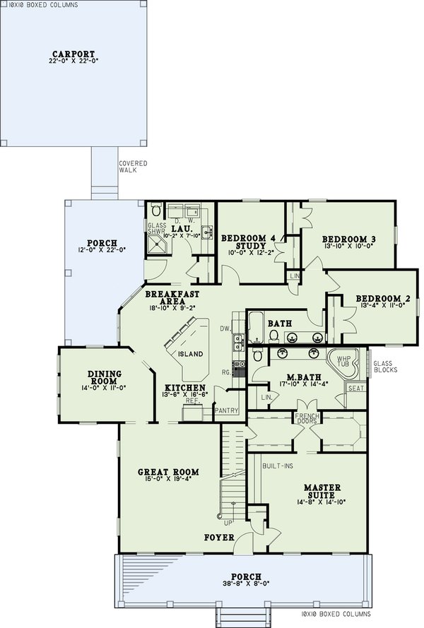 Architectural House Design - Southern Floor Plan - Main Floor Plan #17-1026