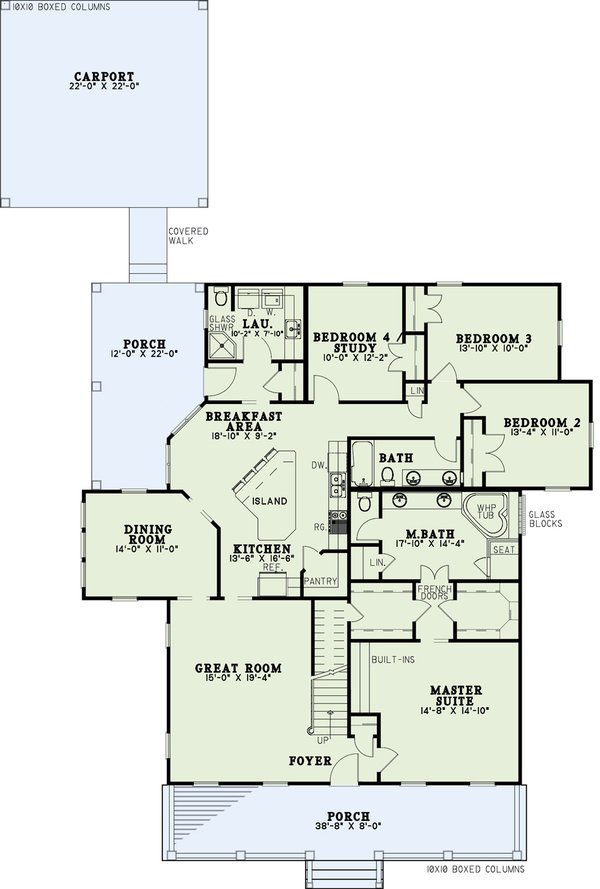 Southern Floor Plan - Main Floor Plan #17-1026