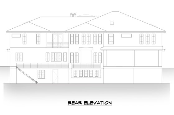 Exterior - Rear Elevation 1 for Mediterranean House Plan #1066-124 - 10 bed, 9.5 bath