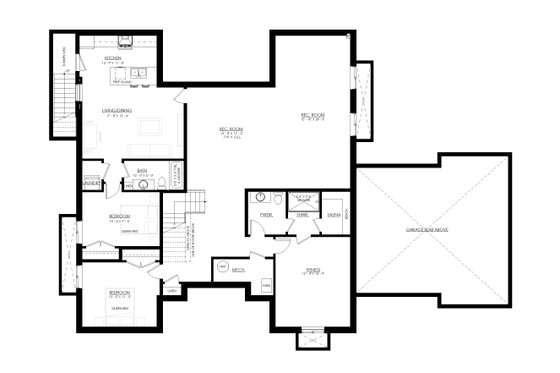 Floor Plan - Lower Floor for European House Plan #1114-114 - 4 bed, 3.5 bath