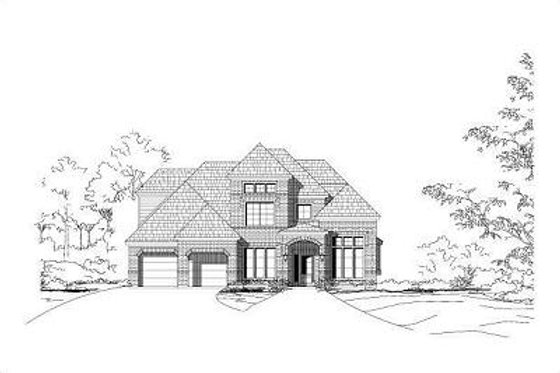 Exterior - Front Elevation for European House Plan #411-366 - 4 bed, 2.5 bath