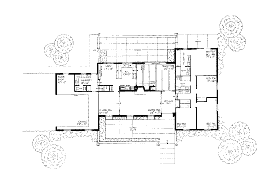Floor Plan - Main Floor for Traditional House Plan #72-348 - 4 bed, 2.5 bath