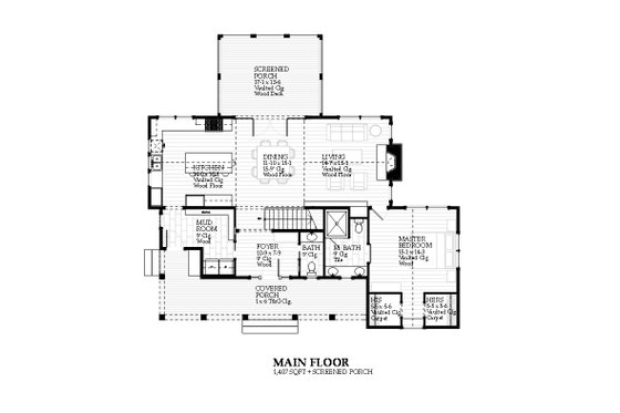 Floor Plan - Main Floor for Farmhouse House Plan #901-110 - 3 bed, 3.5 bath