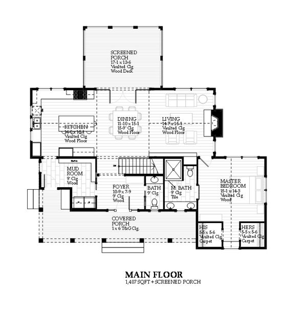 Farmhouse Floor Plan - Main Floor Plan #901-110