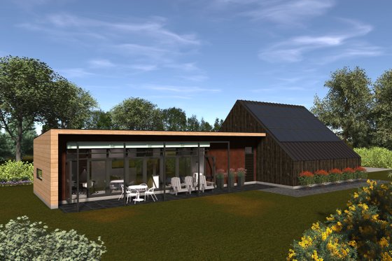 Exterior - Front Elevation for Modern House Plan #933-13 - 1 bed, 1 bath