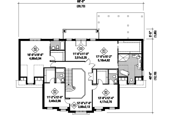 Floor Plan - Upper Floor for Colonial House Plan #25-4487 - 4 bed, 4 bath