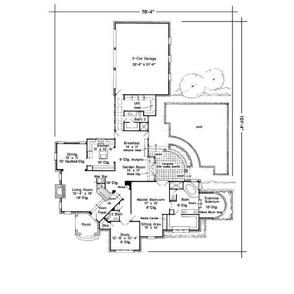 House Plan Design - European Floor Plan - Main Floor Plan #410-402