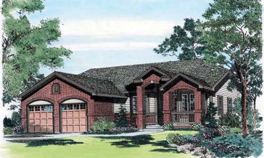 Exterior - Front Elevation 2 for European House Plan #312-341 - 3 bed, 2 bath