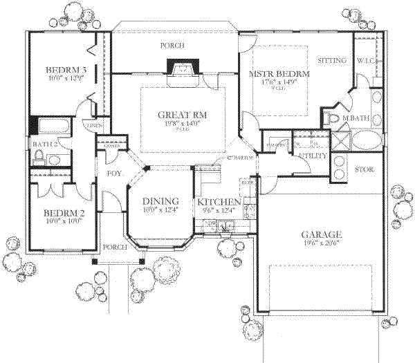 House Plan Design - Traditional Floor Plan - Main Floor Plan #80-106
