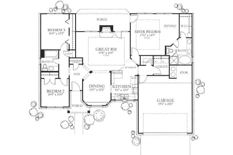 Dream House Plan - Floor Plan - Main Floor for Traditional House Plan #80-106 - 3 bed, 2 bath