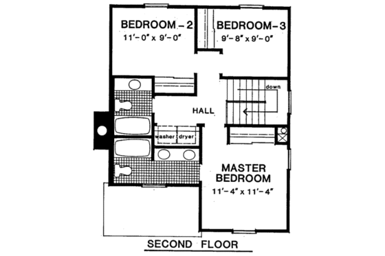 Floor Plan - Upper Floor for Country House Plan #322-104 - 3 bed, 2.5 bath