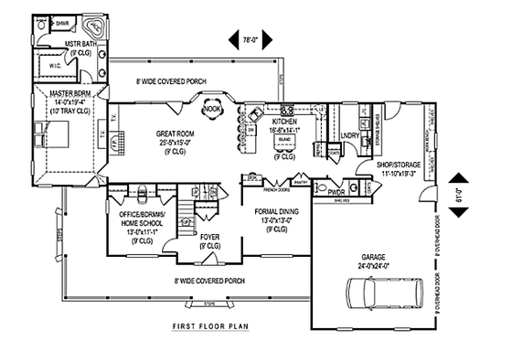 Floor Plan - Main Floor for Country House Plan #11-232 - 5 bed, 2.5 bath
