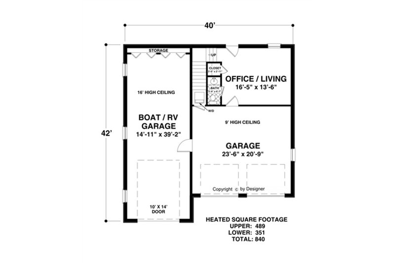 House Blueprint - Floor Plan - Main Floor for Craftsman House Plan #56-612 - 1 bed, 1.5 bath