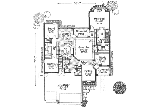 Floor Plan - Main Floor for Traditional House Plan #310-408 - 3 bed, 2.5 bath