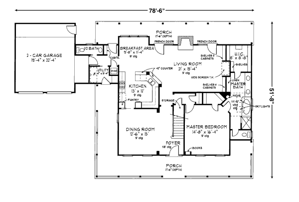 Home Plan - Southern Floor Plan - Main Floor Plan #410-175