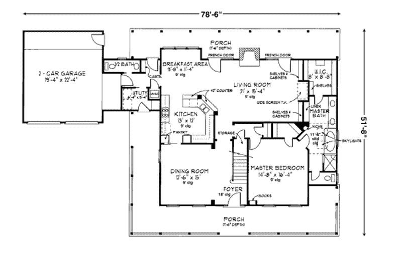 Home Plan - Floor Plan - Main Floor for Southern House Plan #410-175 - 4 bed, 3.5 bath