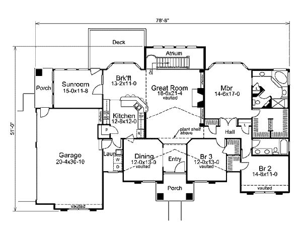 Architectural House Design - Mediterranean Floor Plan - Main Floor Plan #57-305