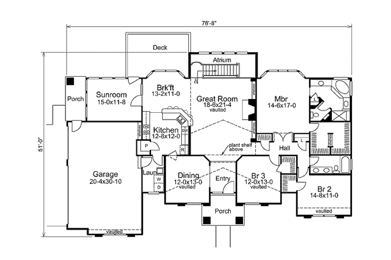 Dream House Plan - Floor Plan - Main Floor for Mediterranean House Plan #57-305 - 3 bed, 2 bath