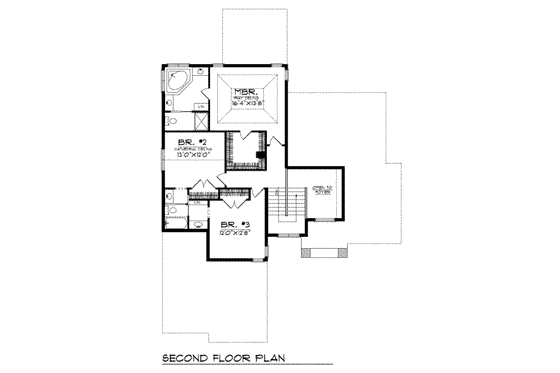 Floor Plan - Upper Floor for Traditional House Plan #70-395 - 3 bed, 2.5 bath