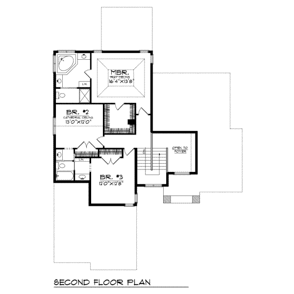 Traditional Floor Plan - Upper Floor Plan #70-395
