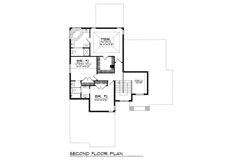 Dream House Plan - Floor Plan - Upper Floor for Traditional House Plan #70-395 - 3 bed, 2.5 bath