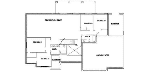 Home Plan - Ranch Floor Plan - Lower Floor Plan #5-136