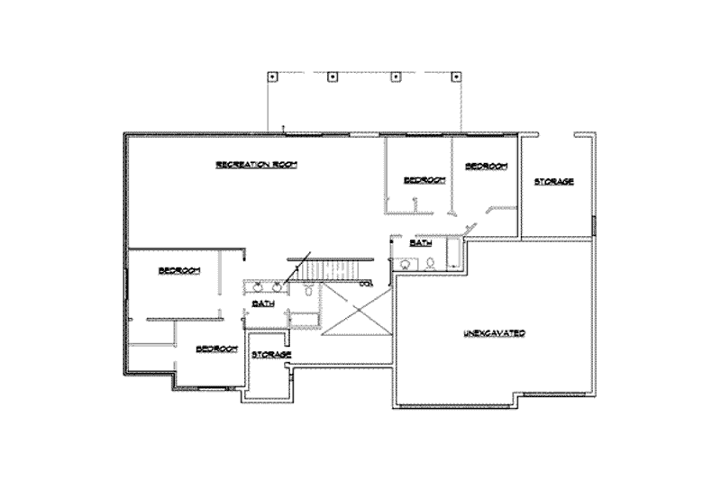 Home Plan - Floor Plan - Lower Floor for Ranch House Plan #5-136 - 2 bed, 2.5 bath