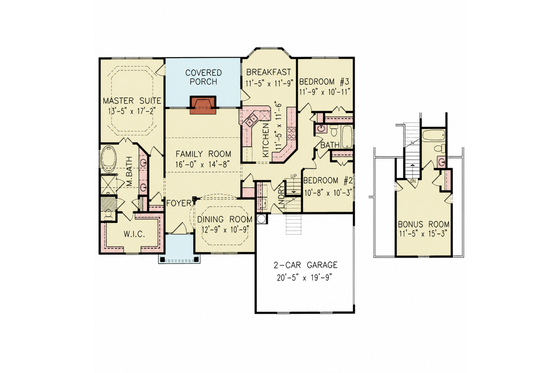 Floor Plan - Main Floor for Traditional House Plan #54-693 - 3 bed, 2 bath