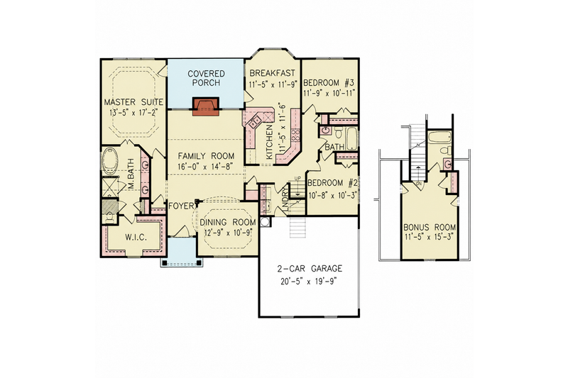 House Plan Design - Floor Plan - Main Floor for Traditional House Plan #54-693 - 3 bed, 2 bath