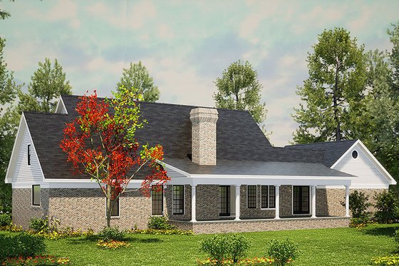 Exterior - Rear Elevation for Southern House Plan #17-2164 - 3 bed, 2 bath