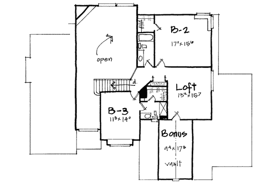 Floor Plan - Upper Floor for European House Plan #308-186 - 4 bed, 3.5 bath