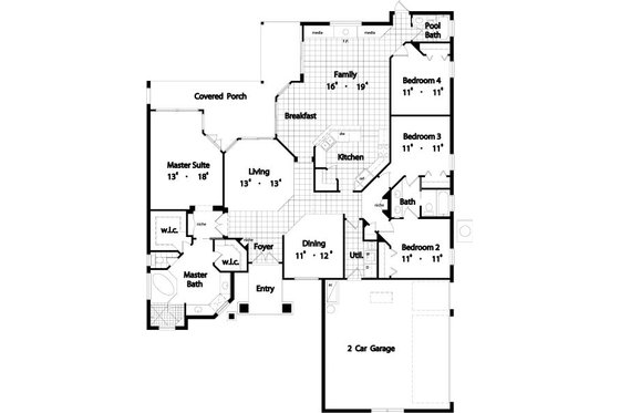 Floor Plan - Main Floor for European House Plan #417-245 - 4 bed, 3 bath