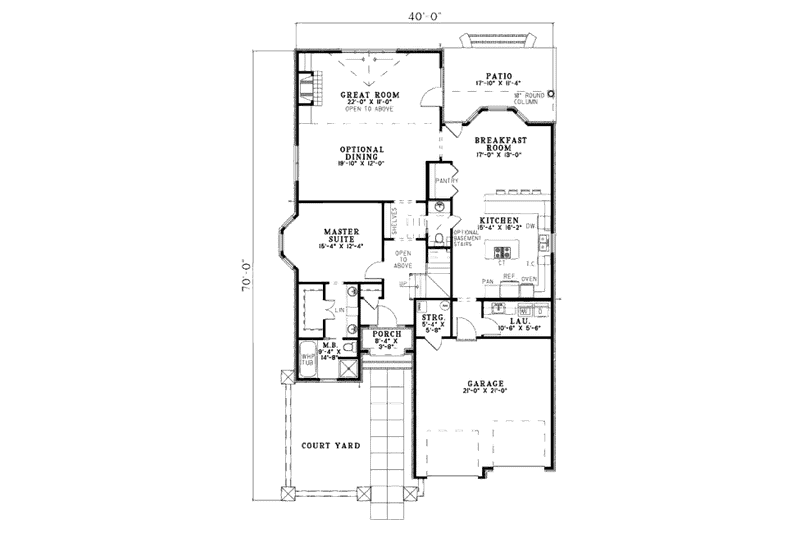 House Blueprint - Floor Plan - Main Floor for European House Plan #17-2300 - 3 bed, 2.5 bath