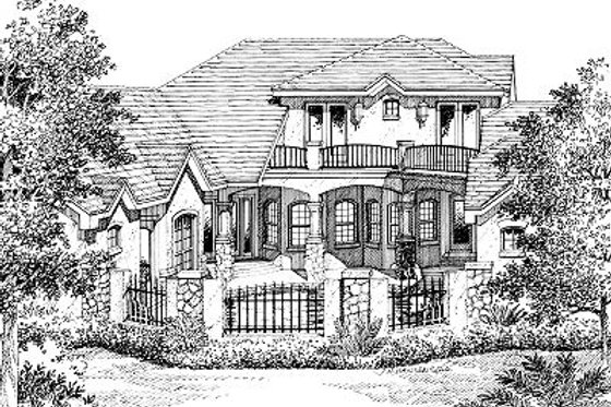 Exterior - Rear Elevation for European House Plan #417-376 - 4 bed, 3.5 bath