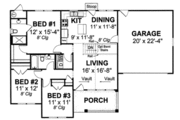 Traditional Style House Plan - 3 Beds 2 Baths 1286 Sq/Ft Plan #20-1886 