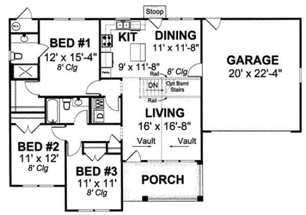House Blueprint - Traditional Floor Plan - Main Floor Plan #20-1886