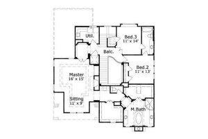 Floor Plan - Upper Floor for European House Plan #411-353 - 3 bed, 3.5 bath