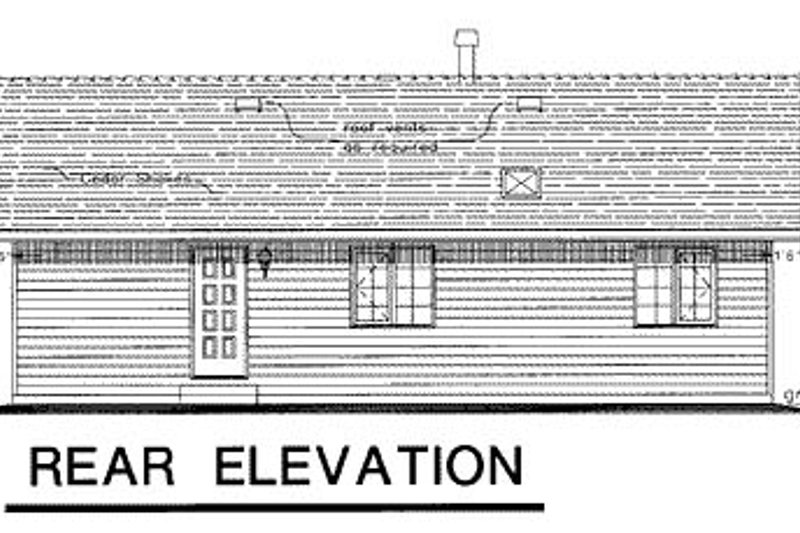 Home Plan - Exterior - Rear Elevation for Ranch House Plan #18-164 - 3 bed, 1.5 bath