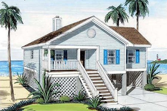 Exterior - Front Elevation for Beach House Plan #312-718 - 3 bed, 2 bath