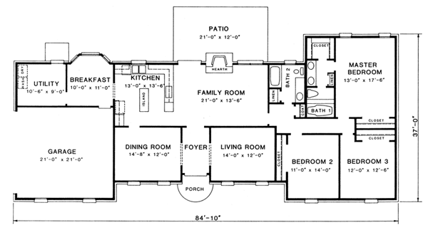 Traditional Floor Plan - Main Floor Plan #10-148