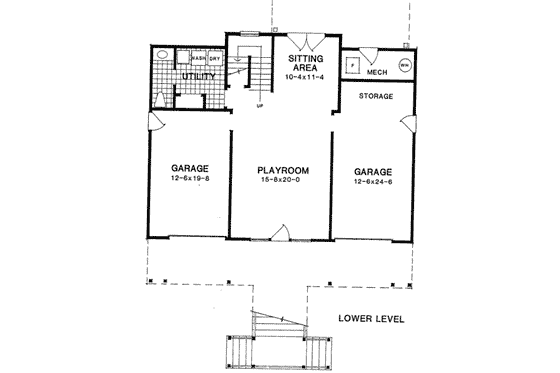 Floor Plan - Lower Floor for Country House Plan #322-121 - 3 bed, 3.5 bath