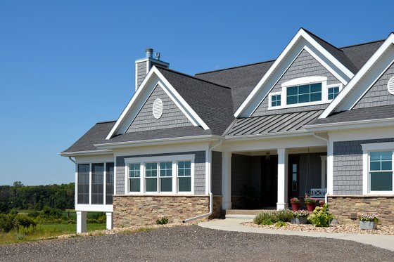 Exterior - Front Elevation for Ranch House Plan #70-1499 - 2 bed, 2 bath