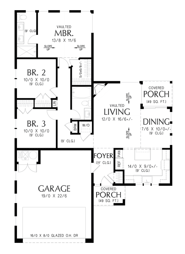 Floor plan of a small house with three bedrooms