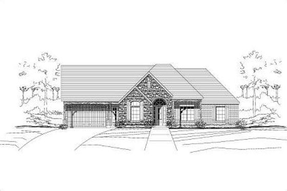 Exterior - Front Elevation for European House Plan #411-661 - 4 bed, 2.5 bath
