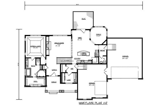 Floor Plan - Main Floor for Craftsman House Plan #320-489 - 3 bed, 2.5 bath