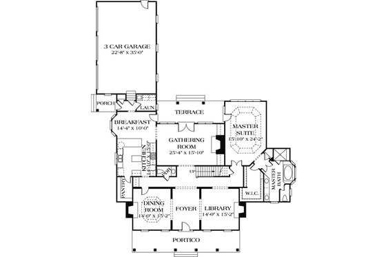 Floor Plan - Main Floor for Country House Plan #453-16 - 4 bed, 3.5 bath