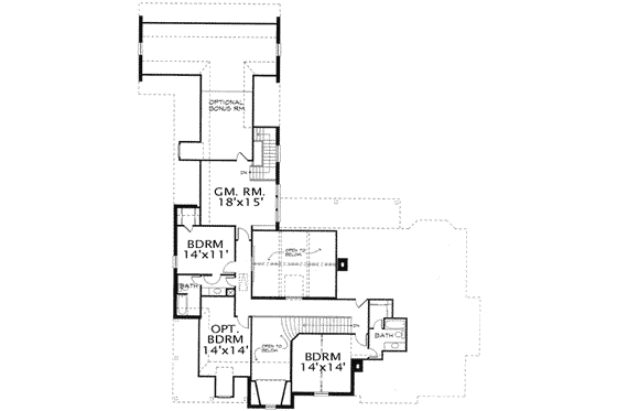 Floor Plan - Upper Floor for European House Plan #141-101 - 5 bed, 5 bath